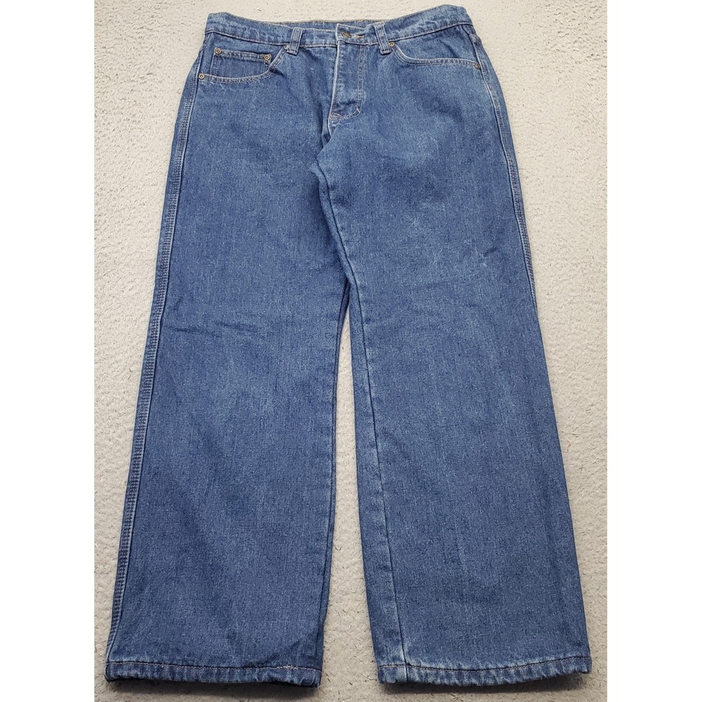 Smith's Workwear Jeans Mens 33x30 Blue Denim Flannel Lined Grunge Straight Leg